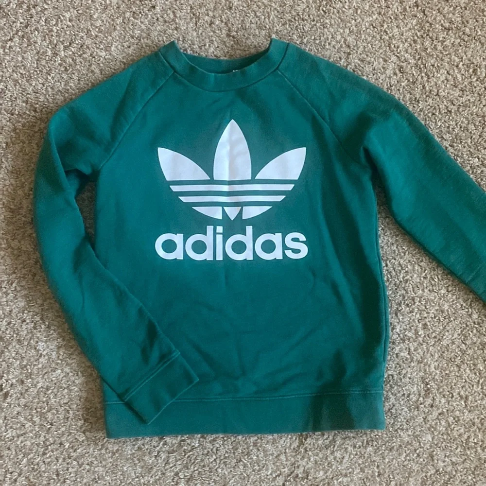 Adidas dark green cropped crewneck sweatshirt Sz XS - Picture 1 of 2